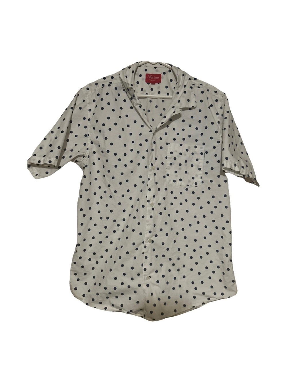 Supreme White Short-Sleeve Polka Dot Button-Down Shirt
